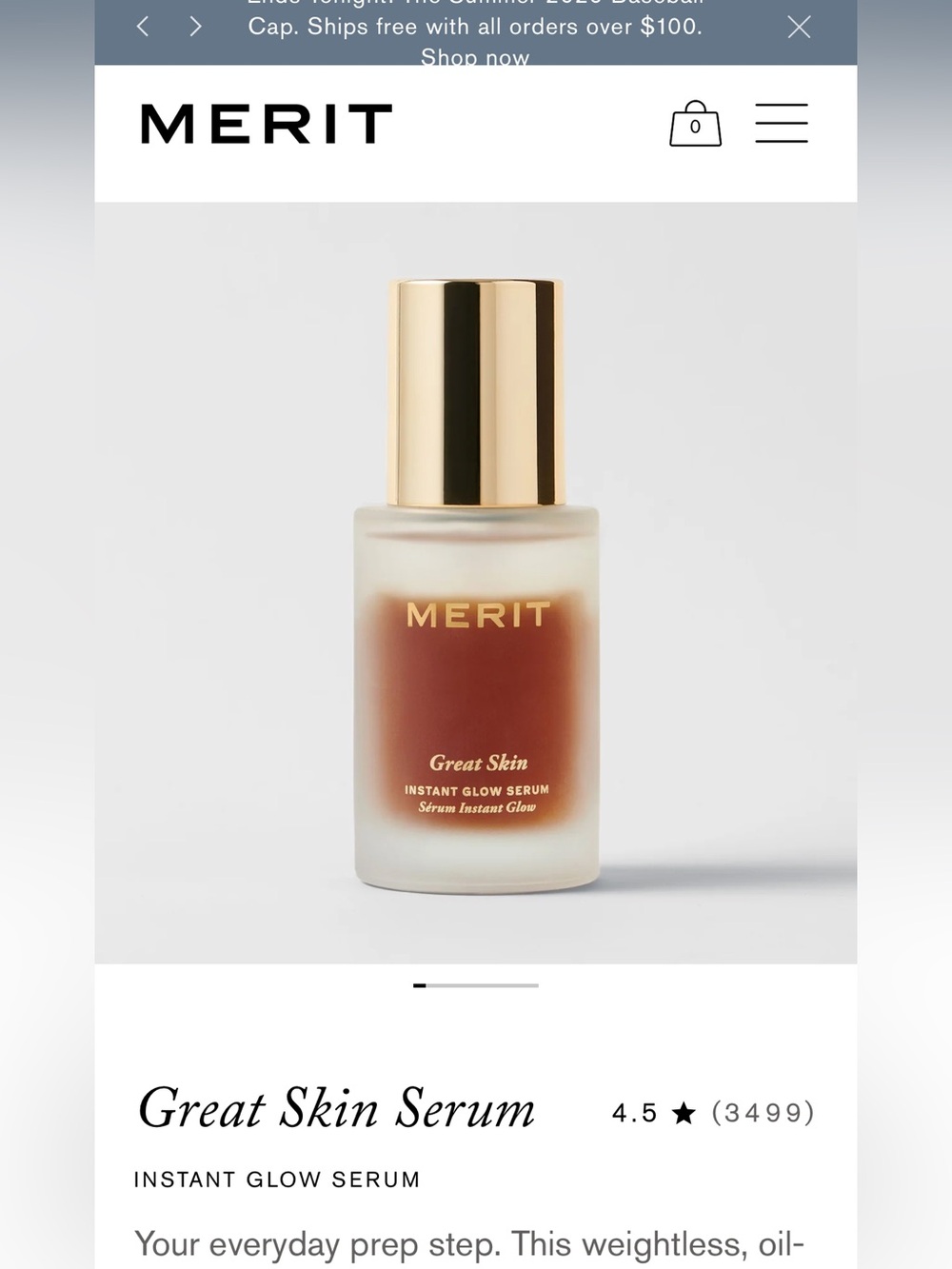 New in Box- Merit Beauty - Great Skin Instant Glow Serum